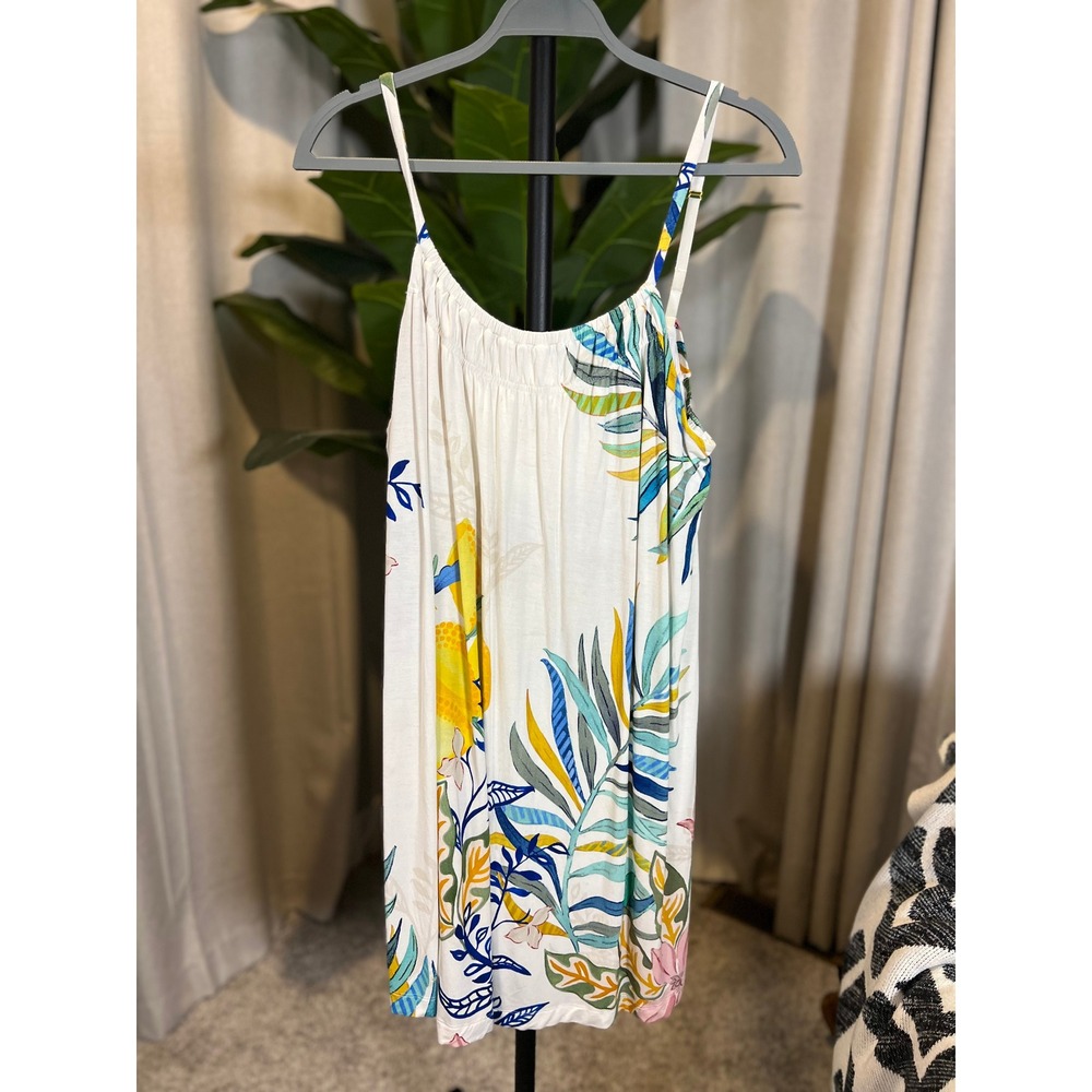 Soma Cool Nights XXL Tropical Lemon Floral Chemise Nightgown White Sleep Dress